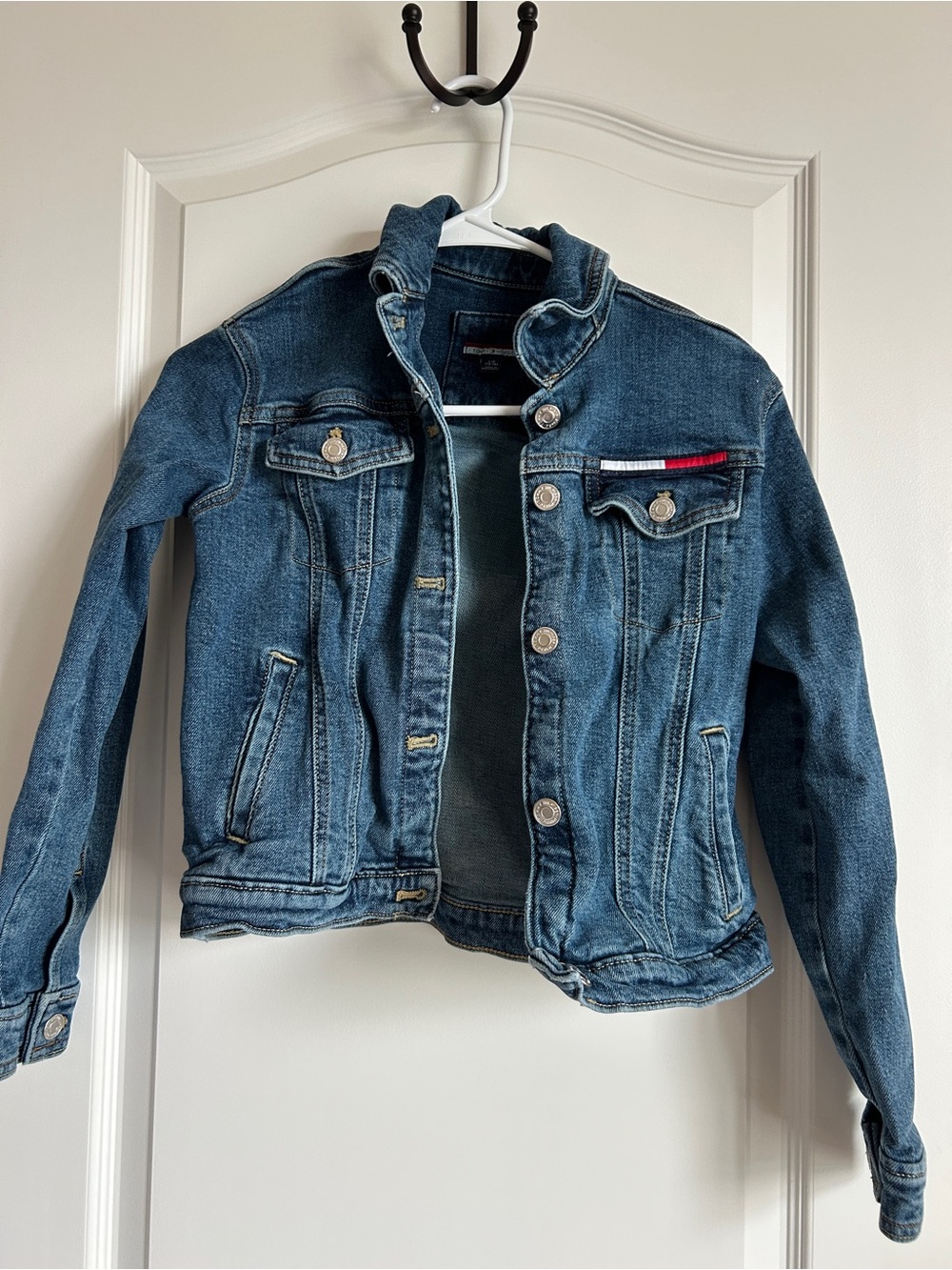 Tommy Hilfiger Kids Dark Blue Denim Jacket with Red Trim